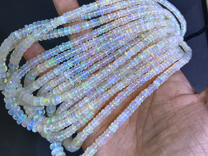Natural Ethiopian Opal Faceted Rondelle Beads for Jewelry making