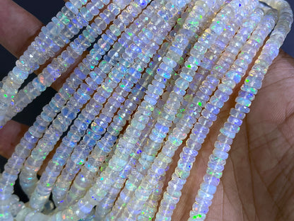Natural Ethiopian Opal Faceted Rondelle Beads for Jewelry making
