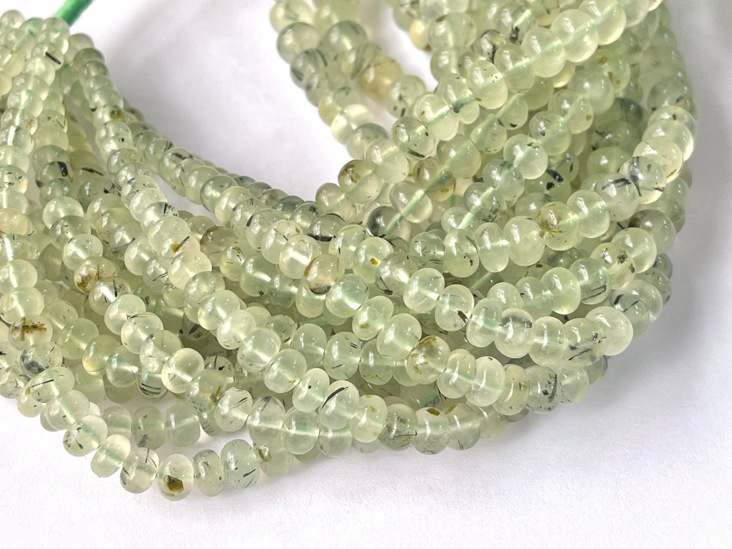 Prehnite smooth rondelle beads