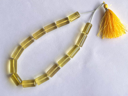Lemon Quartz Big faceted Cylindrical Beads