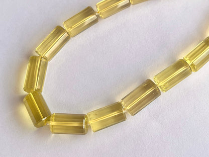 Lemon Quartz Big faceted Cylindrical Beads