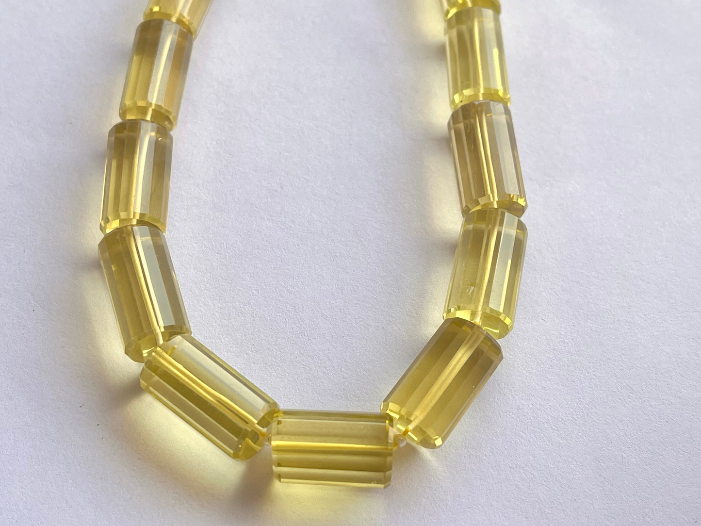 Lemon Quartz Big faceted Cylindrical Beads