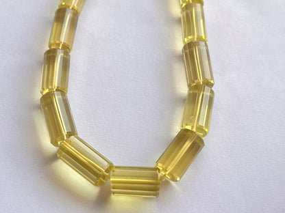 Lemon Quartz Big faceted Cylindrical Beads