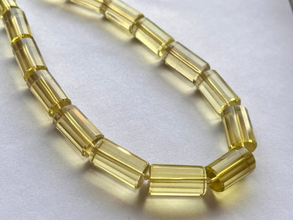 Lemon Quartz Big faceted Cylindrical Beads