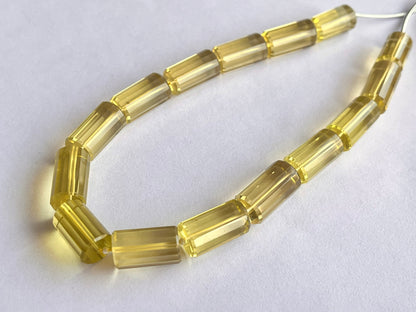 Lemon Quartz Big faceted Cylindrical Beads