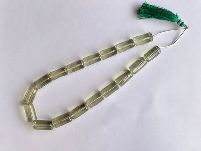 Green amethyst Big faceted Cylindrical Beads