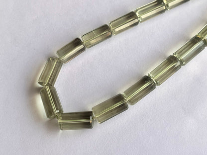 Green amethyst Big faceted Cylindrical Beads