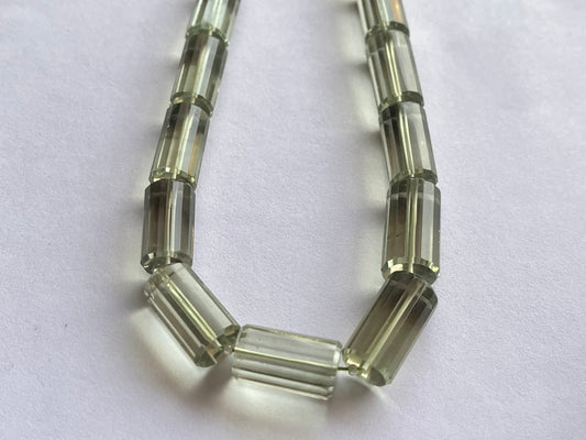 Green amethyst Big faceted Cylindrical Beads