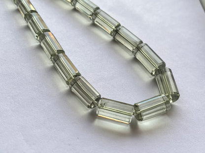 Green amethyst Big faceted Cylindrical Beads