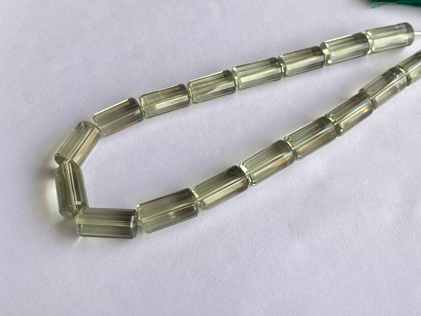 Green amethyst Big faceted Cylindrical Beads