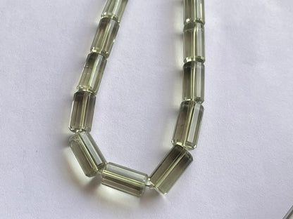 Green amethyst Big faceted Cylindrical Beads