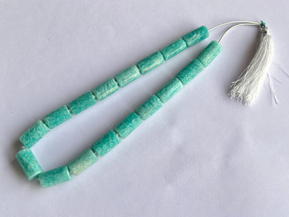 Peruvian Blue Amazonite Big faceted Cylindrical Beads