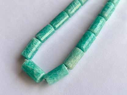 Peruvian Blue Amazonite Big faceted Cylindrical Beads