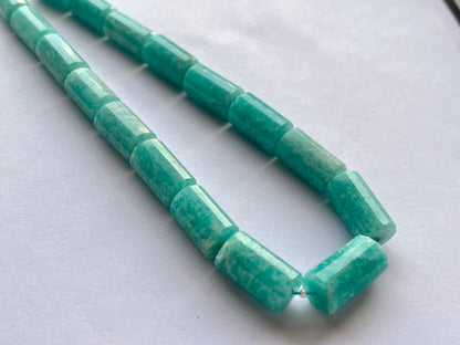 Peruvian Blue Amazonite Big faceted Cylindrical Beads