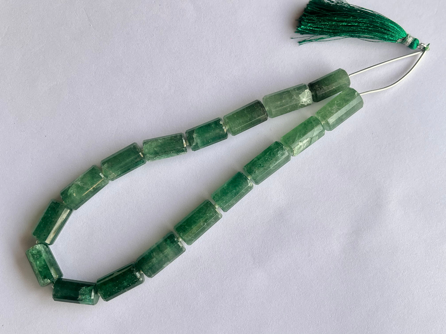 Green Aventurine Big faceted Cylindrical Beads