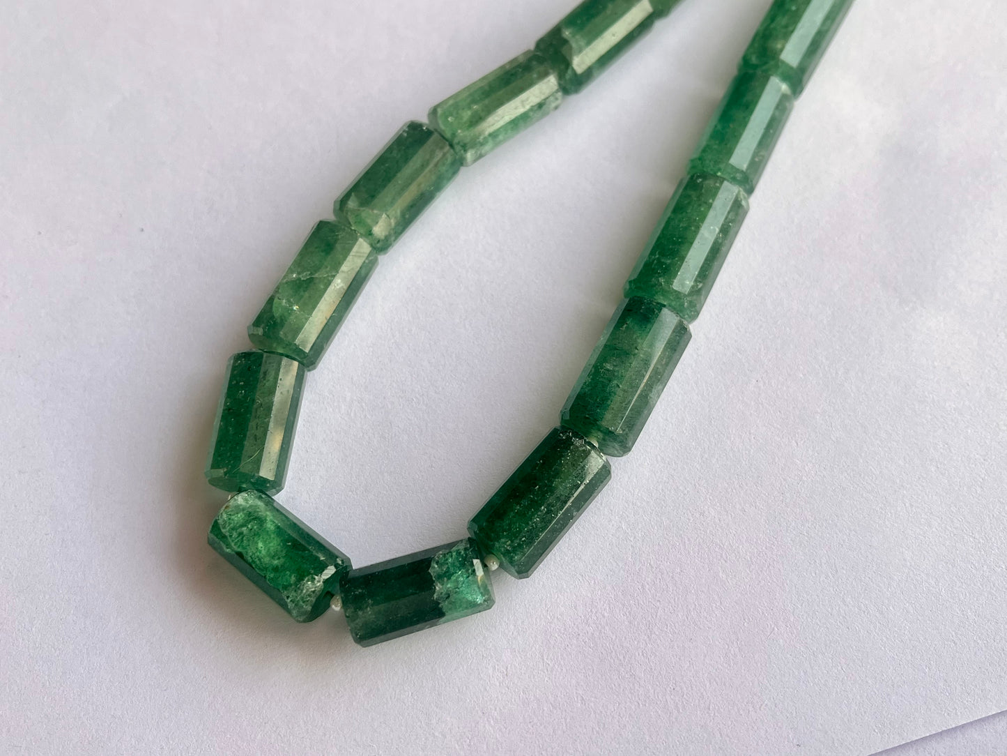 Green Aventurine Big faceted Cylindrical Beads