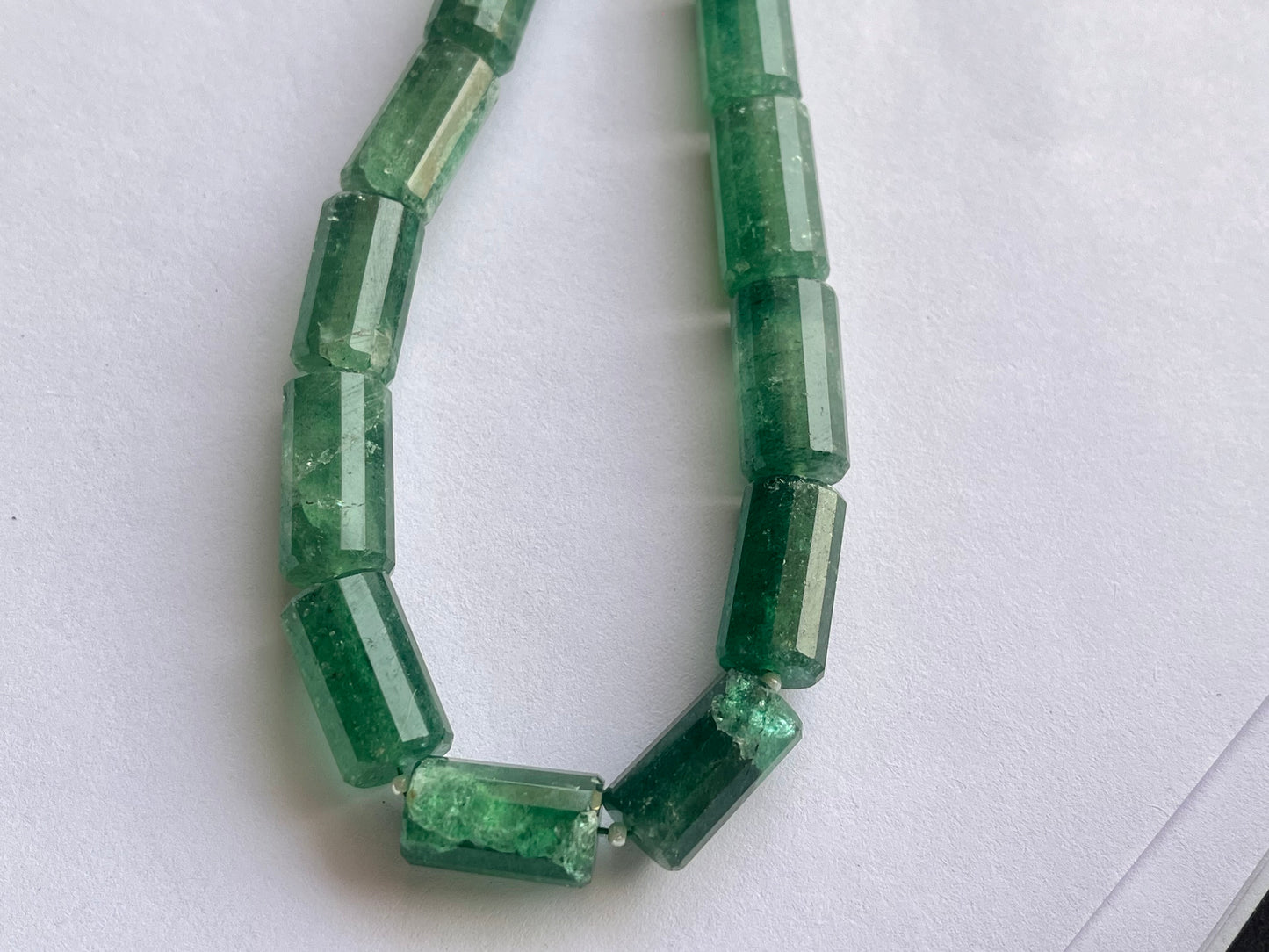 Green Aventurine Big faceted Cylindrical Beads
