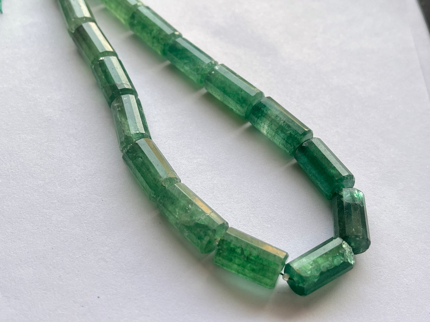 Green Aventurine Big faceted Cylindrical Beads