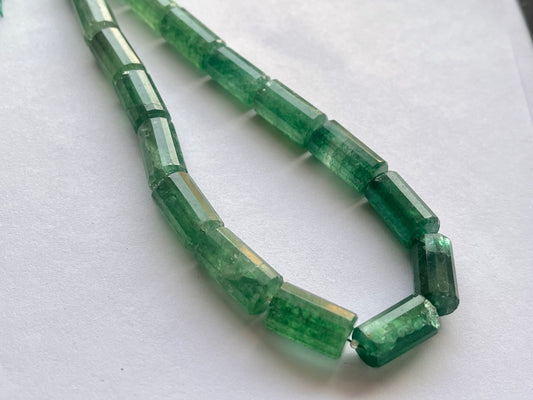 Green Aventurine Big faceted Cylindrical Beads