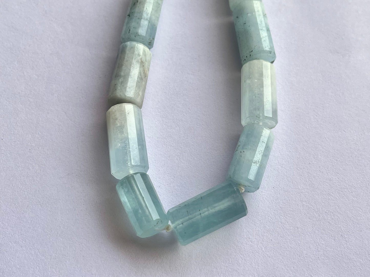 Milky Aquamarine Big faceted Cylindrical Beads
