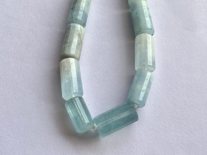 Milky Aquamarine Big faceted Cylindrical Beads