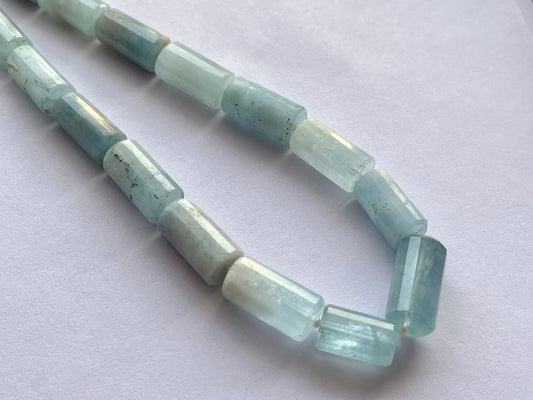 Milky Aquamarine Big faceted Cylindrical Beads