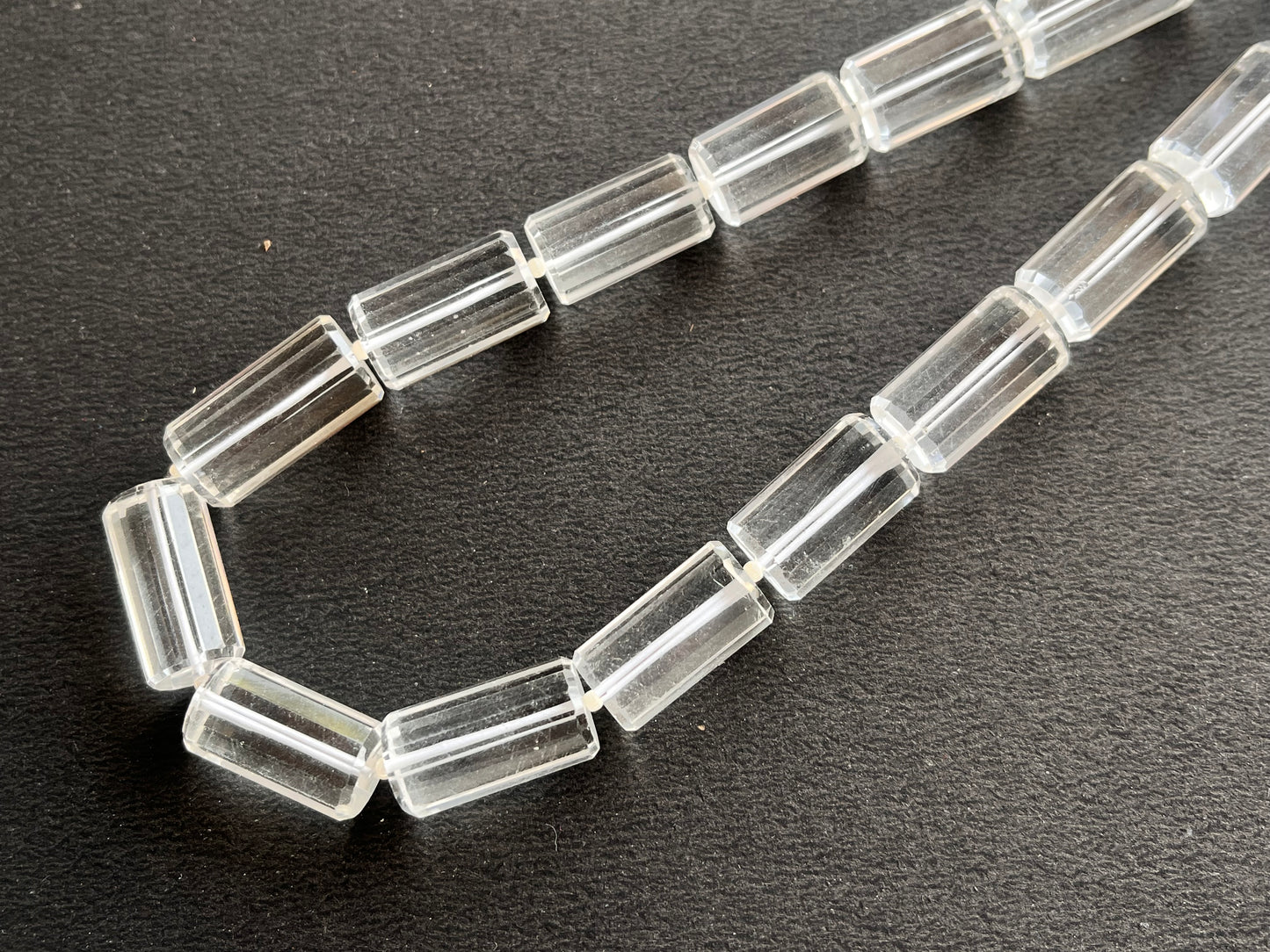 Crystal Quartz Big faceted Cylindrical Beads