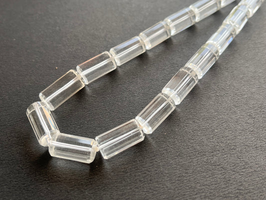 Crystal Quartz Big faceted Cylindrical Beads