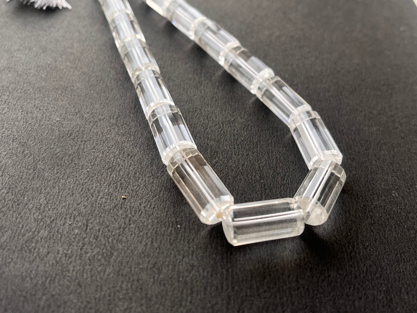 Crystal Quartz Big faceted Cylindrical Beads