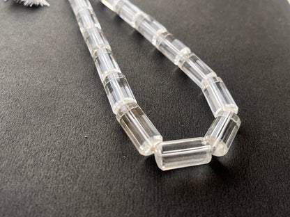 Crystal Quartz Big faceted Cylindrical Beads