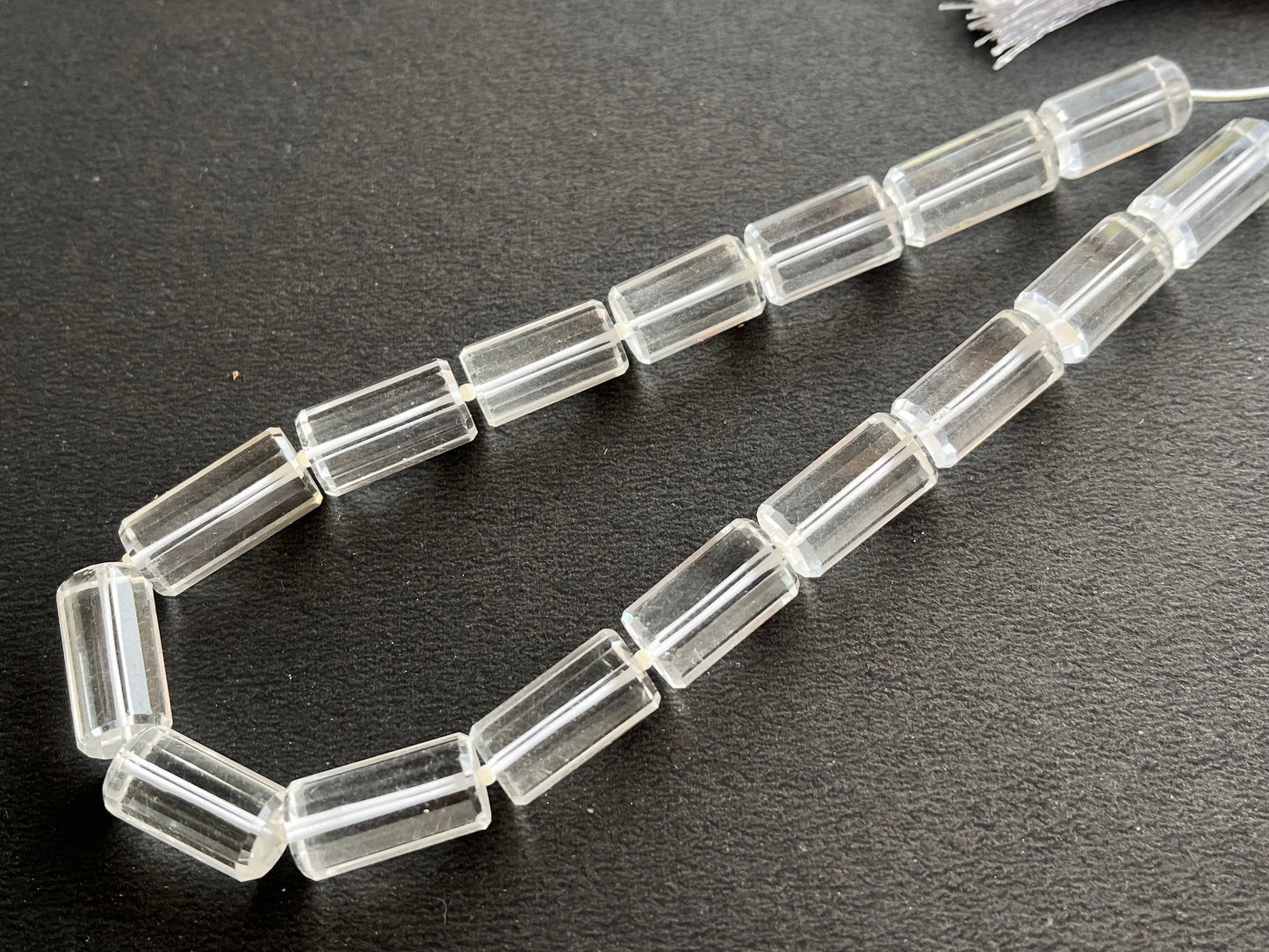 Crystal Quartz Big faceted Cylindrical Beads