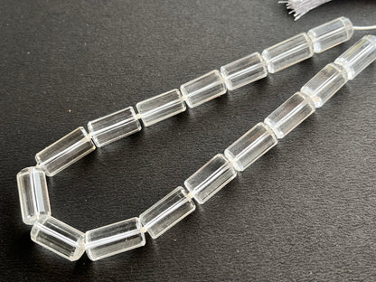 Crystal Quartz Big faceted Cylindrical Beads