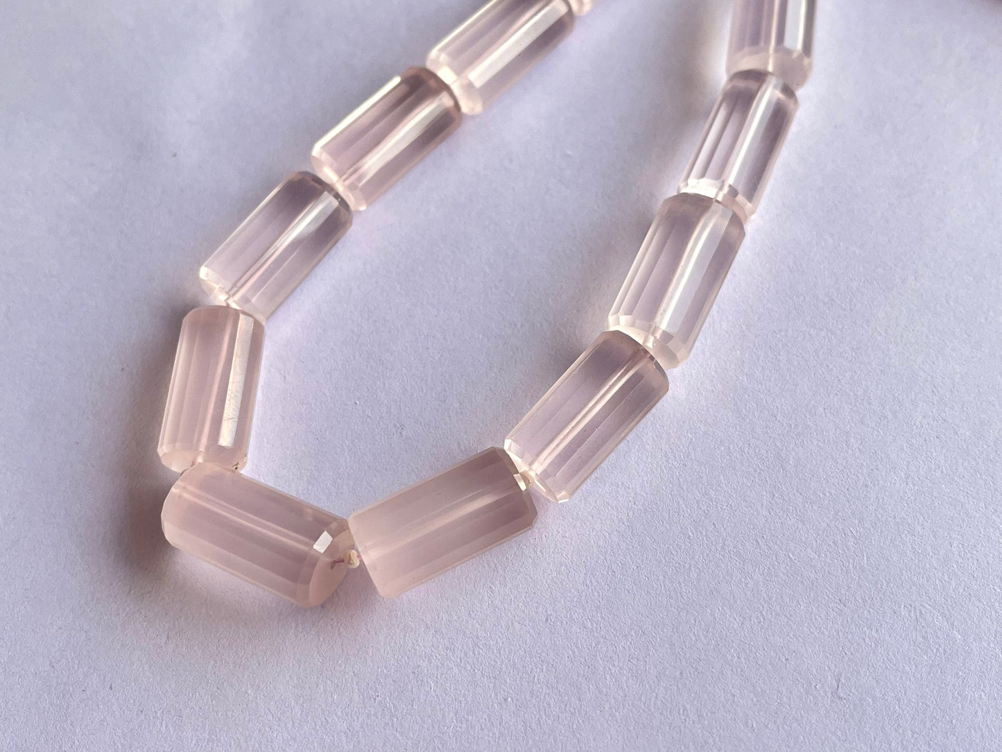 Rose Quartz Big faceted Cylindrical Beads