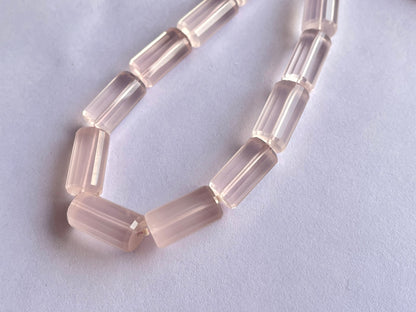 Rose Quartz Big faceted Cylindrical Beads