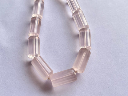Rose Quartz Big faceted Cylindrical Beads
