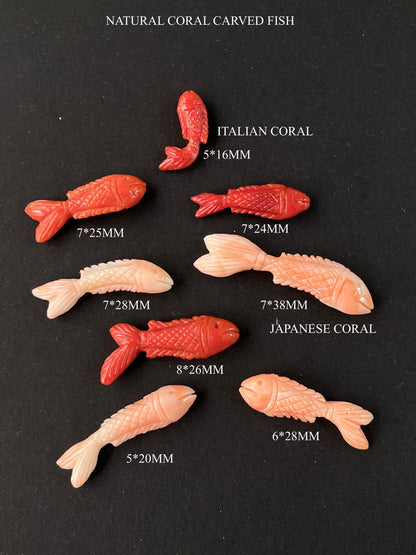 Natural Coral Fish Carving, Hand Carved Gemstone Figurine