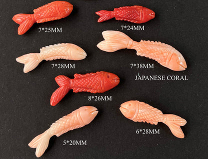 Natural Coral Fish Carving, Hand Carved Gemstone Figurine