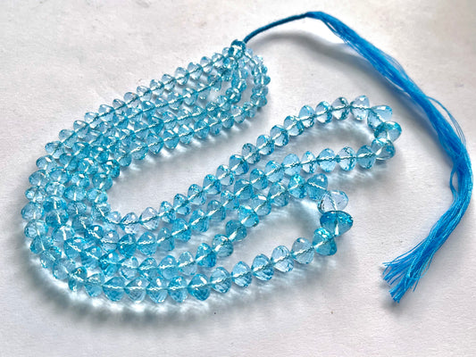 Blue Topaz Onion Shape Faceted Drops for Jewelry making, 16 inch, 6mm to 10mm