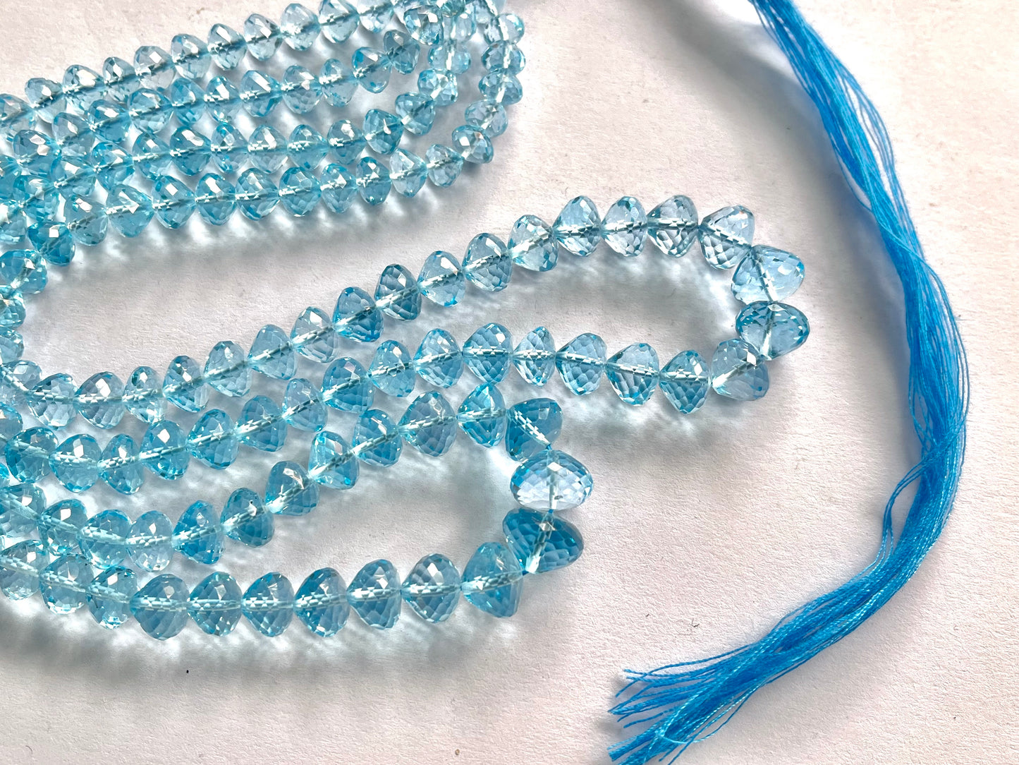 Blue Topaz Onion Shape Faceted Drops for Jewelry making, 16 inch, 6mm to 10mm