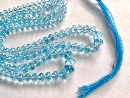 Blue Topaz Onion Shape Faceted Drops for Jewelry making, 16 inch, 6mm to 10mm