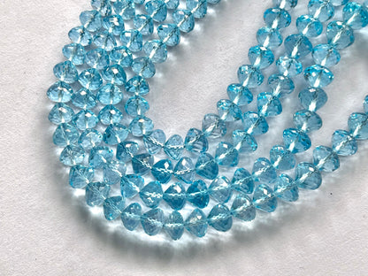 Blue Topaz Onion Shape Faceted Drops for Jewelry making, 16 inch, 6mm to 10mm