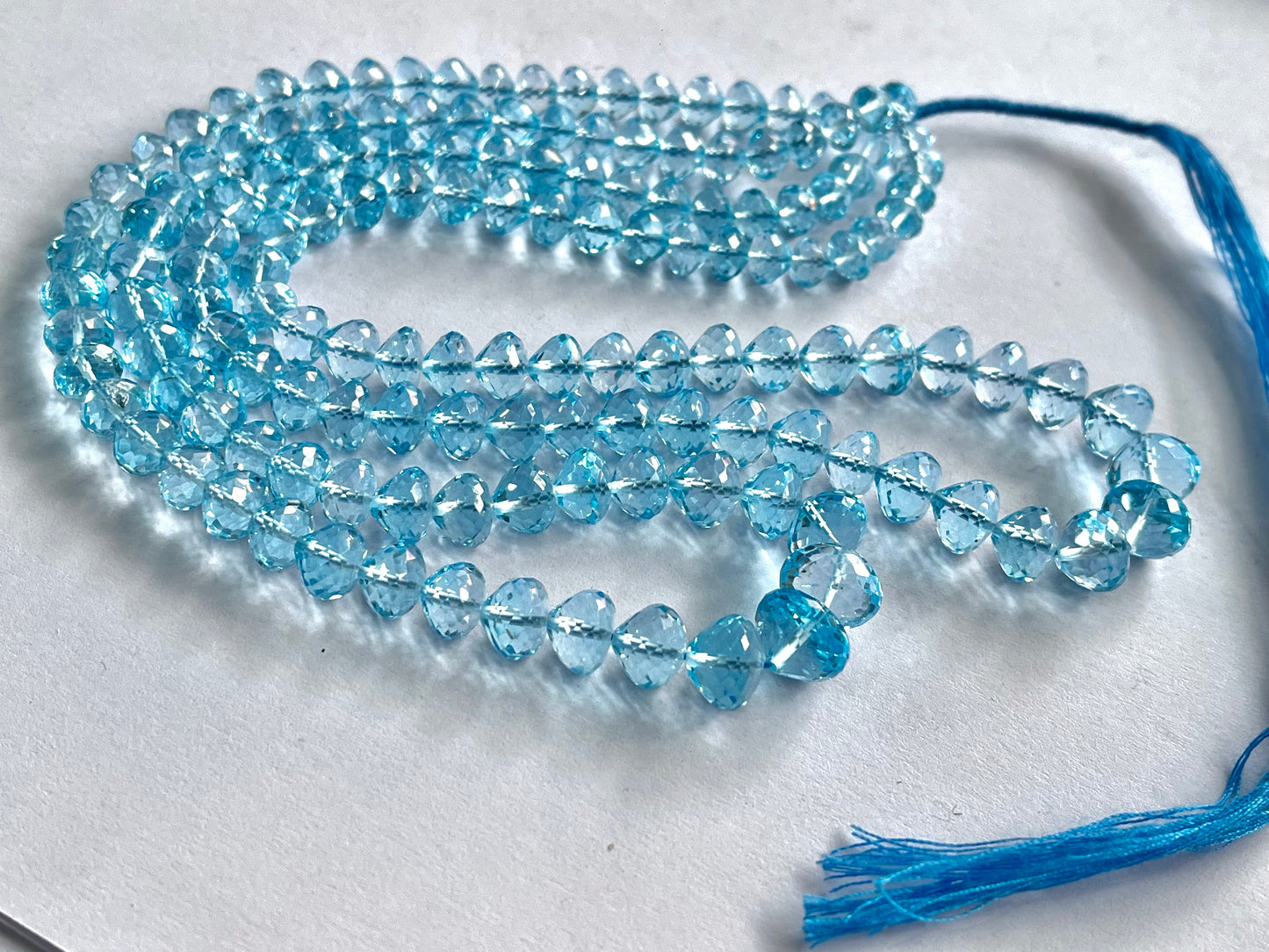 Blue Topaz Onion Shape Faceted Drops for Jewelry making, 16 inch, 6mm to 10mm