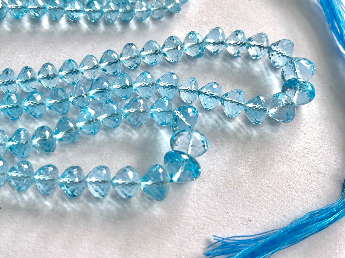 Blue Topaz Onion Shape Faceted Drops for Jewelry making, 16 inch, 6mm to 10mm