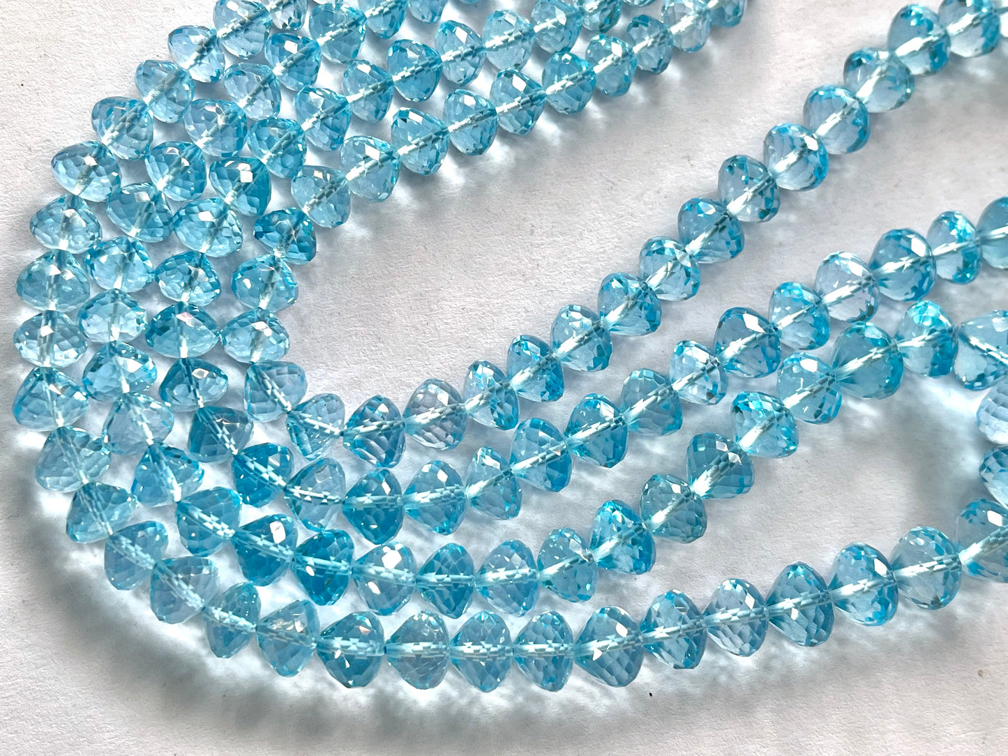 Blue Topaz Onion Shape Faceted Drops for Jewelry making, 16 inch, 6mm to 10mm