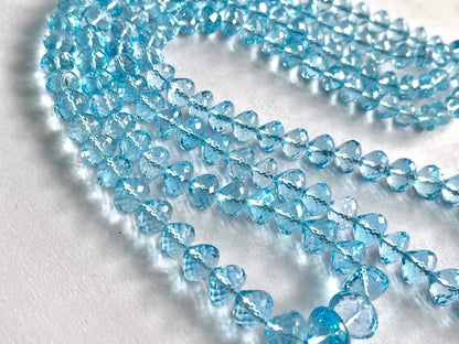 Blue Topaz Onion Shape Faceted Drops for Jewelry making, 16 inch, 6mm to 10mm