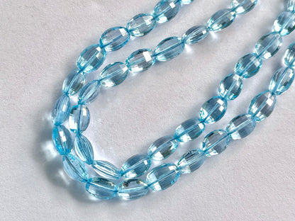 Natural Blue Topaz Step cut Oval Shape Beads