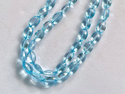 Natural Blue Topaz Step cut Oval Shape Beads