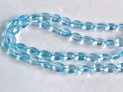 Natural Blue Topaz Step cut Oval Shape Beads