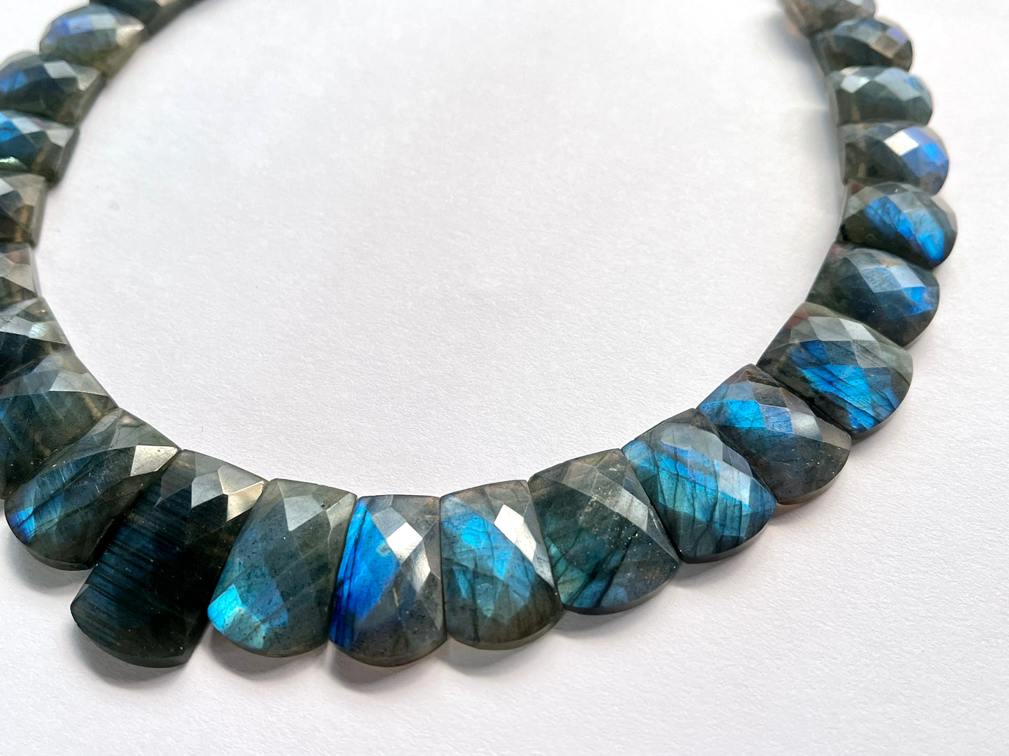 Natural Blue Fire Labradorite Gemstone Faceted Bib Necklace – Handmade Cleopatra Style Choker Jewelry