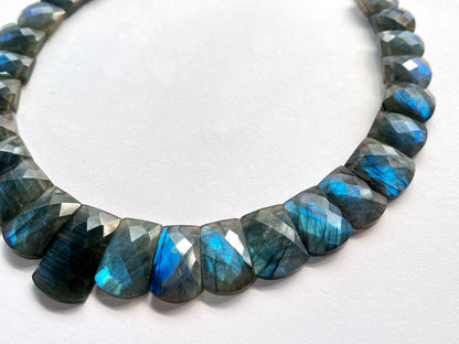 Natural Blue Fire Labradorite Gemstone Faceted Bib Necklace – Handmade Cleopatra Style Choker Jewelry